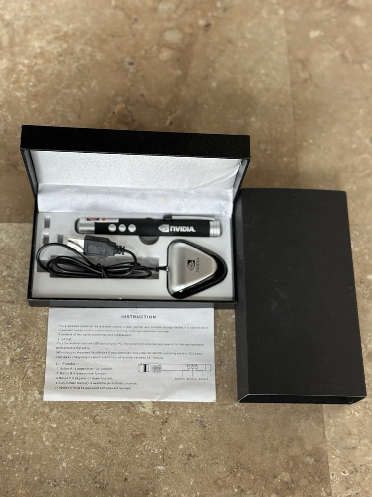 NVIDIA Wireless Presenter Presentation Clicker with Red Laser Pointer BLACK