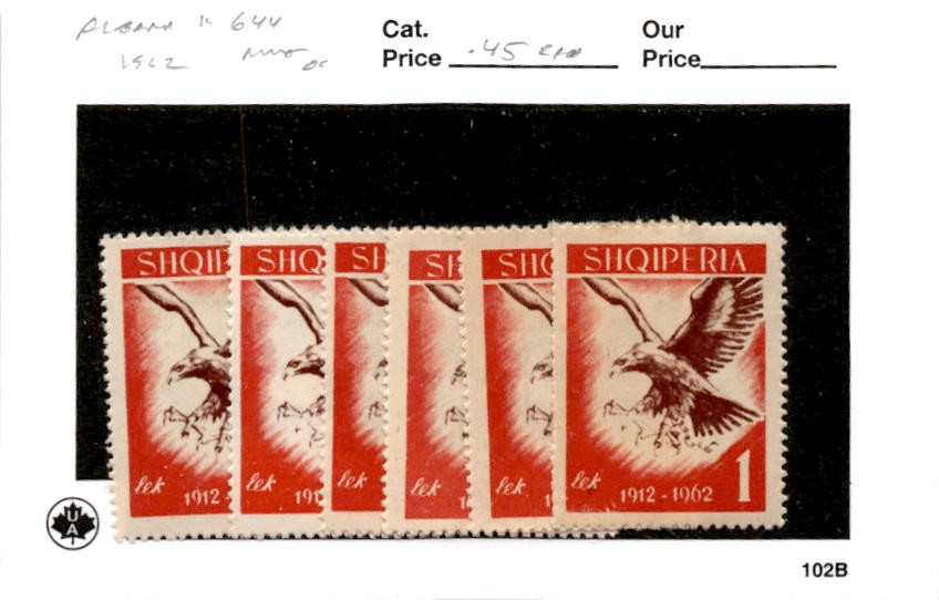 Albania, Postage Stamp, #644 (6 Ea) Mint Hinged, 1962 Eagle