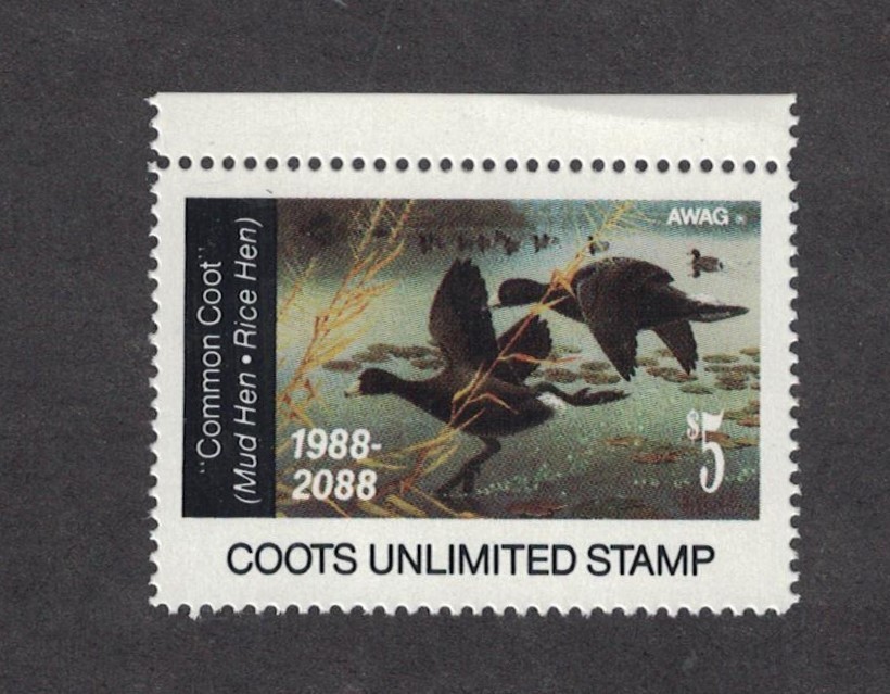 Coots Unlimited Common Coot Stamp  Single. MNH. OG.