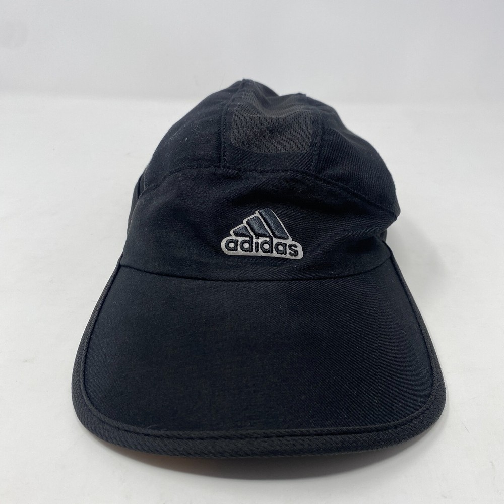Adidas Running Athletic Mesh Hat Hook & Loop Strapback Black Lightweight Gym
