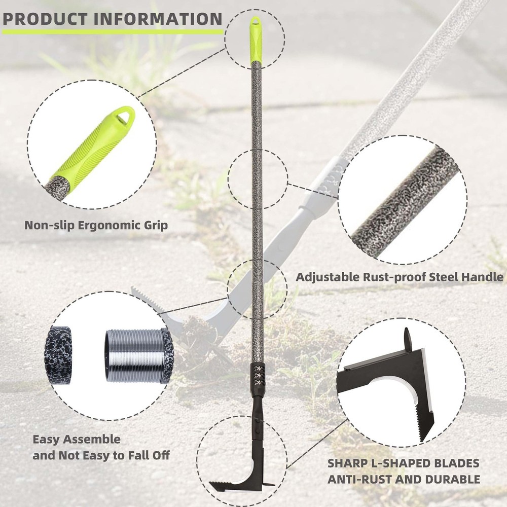 Crack Weeder, Long Handle Crevice Weeding Tool, 48" Efficient Weeder Tool Sta...
