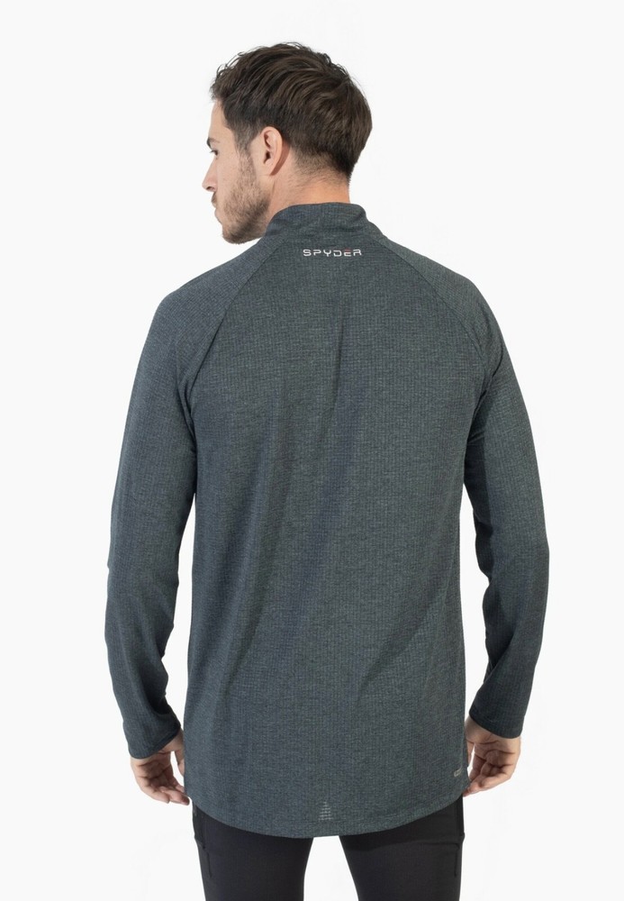 Spyder Active Men's 4 Way Stretch 1/4 Zip Pullover, Gray, Size M
