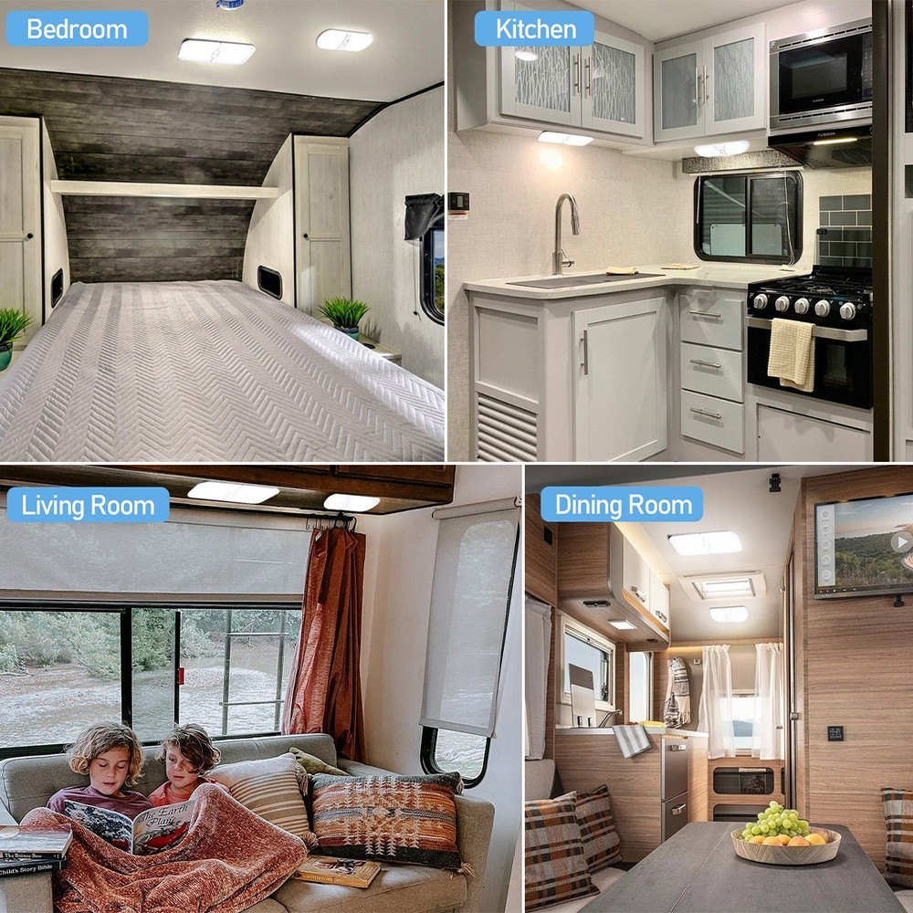 4 Pack RV Interior LED Light 12V Switched Dimmable Ceiling Light Fixture Camper