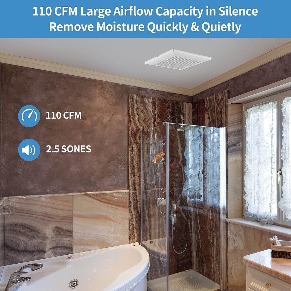 Efficient Bathroom Ventilation Fan 110 CFM - Low Noise & Durable Design