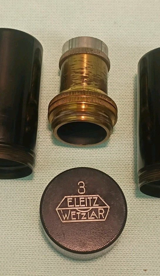 Vtg 1925 Ernst Leitz Wetzlar Microscope both Binocular & Single & Case & Optics