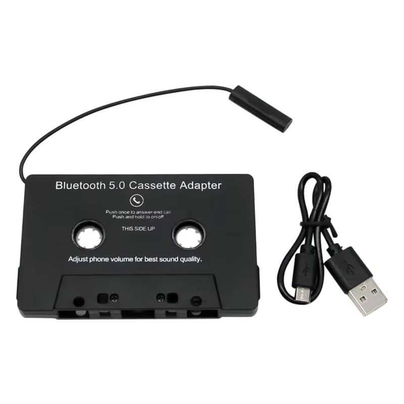 Car Audio Bluetooth 5.0 Cassette Receiver, Function Button, Black