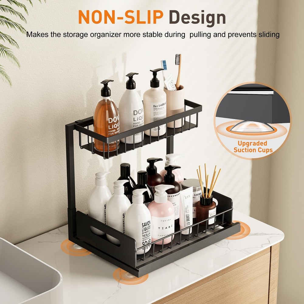 Under Sink Organizer 2 Packmetal Pull Out Cabinet Organizer Shelfkitchen Bathroo