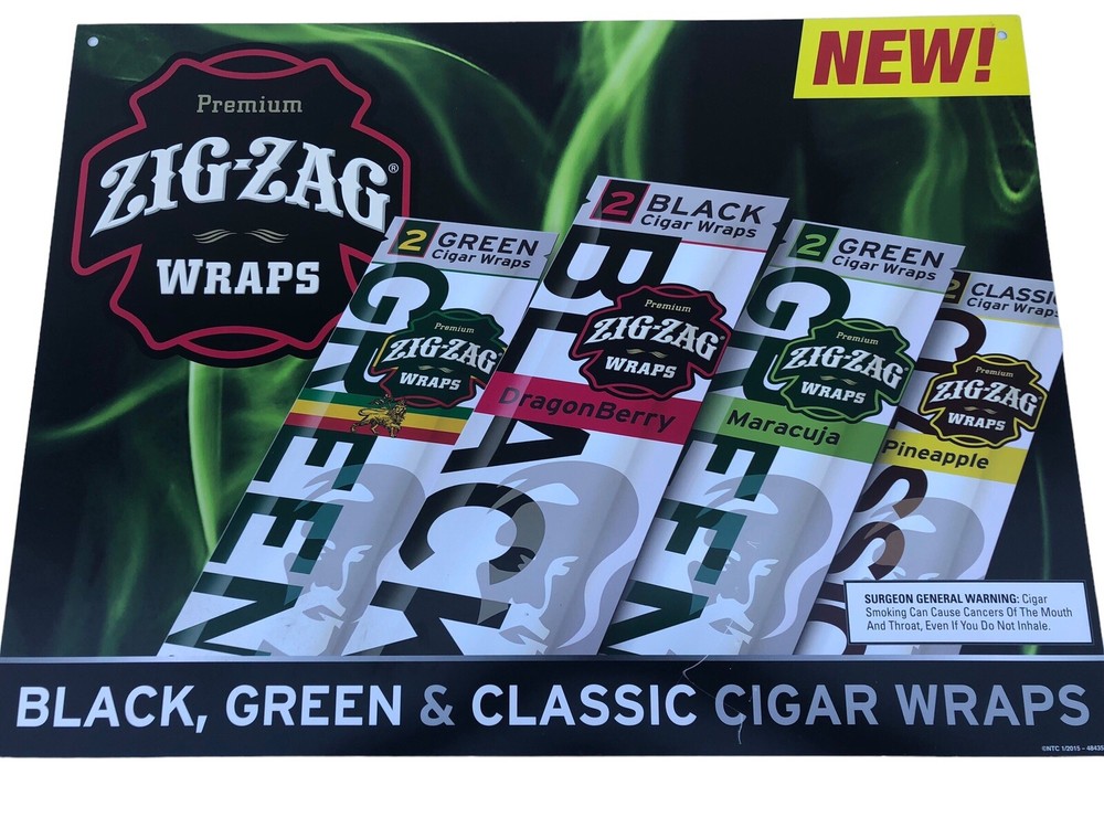 Zig Zag Cigar Wraps Plastic Advertising Sign Double Sided