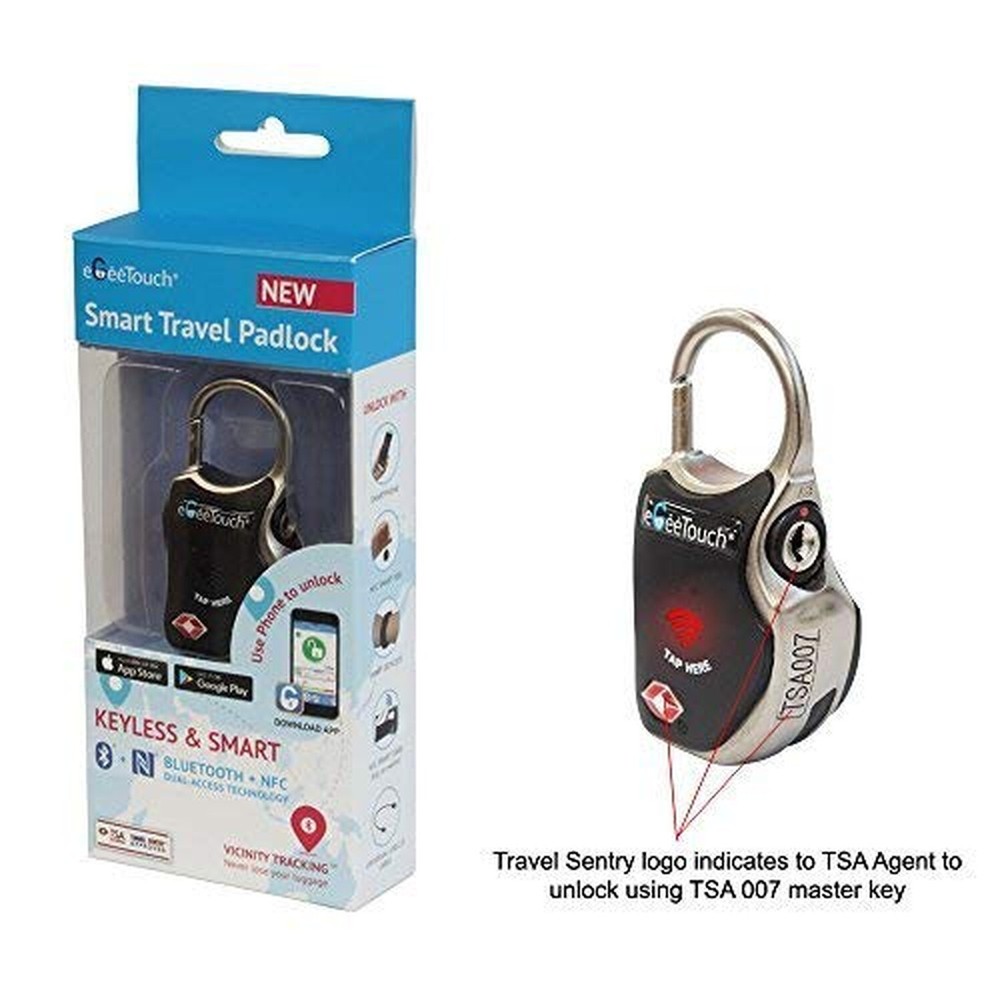 eGeeTouch Smart Travel Padlock with Patented Dual Access Technologies (NFC + ...