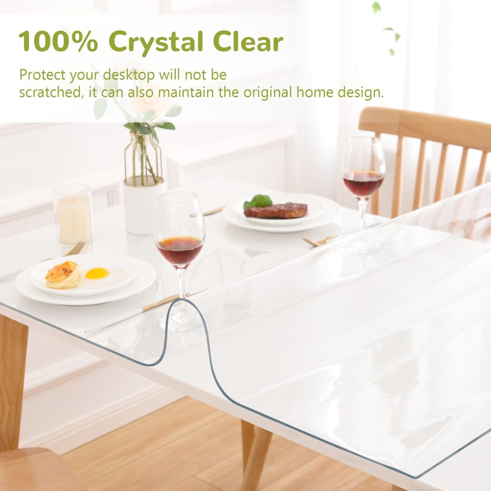 48 x 108 Inch Clear Table Cover Protector, Clear Table Protector for Dining R...