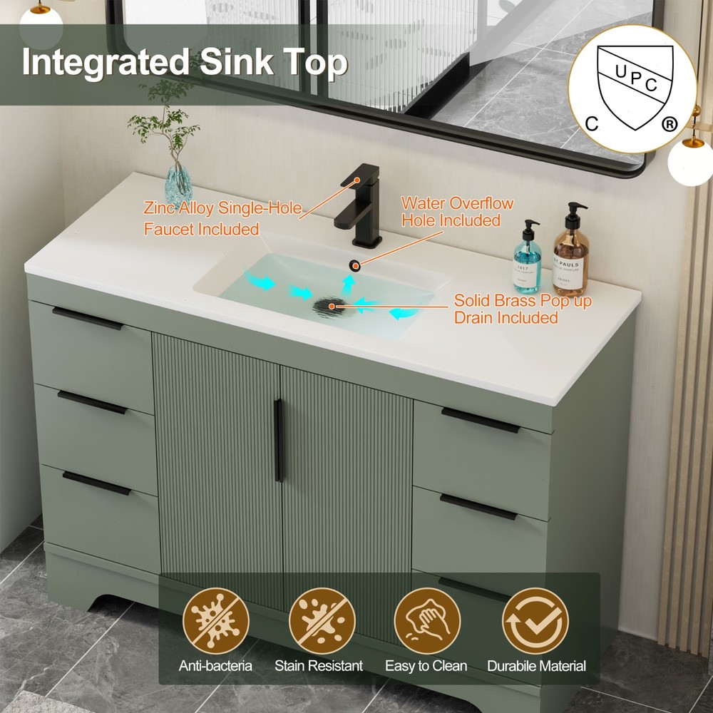 48"/60'' Bathroom Vanity With Resin Sink Top