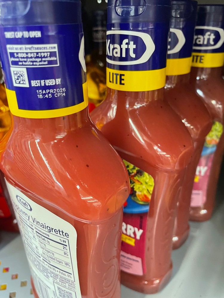 4 Pack Kraft Lite Raspberry Vinaigrette Salad Dressing, 16 fl oz Bottles