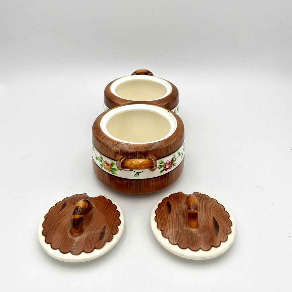 Vntg Orchard Ware Lidded Condiment Caddy/Server Hand Painted