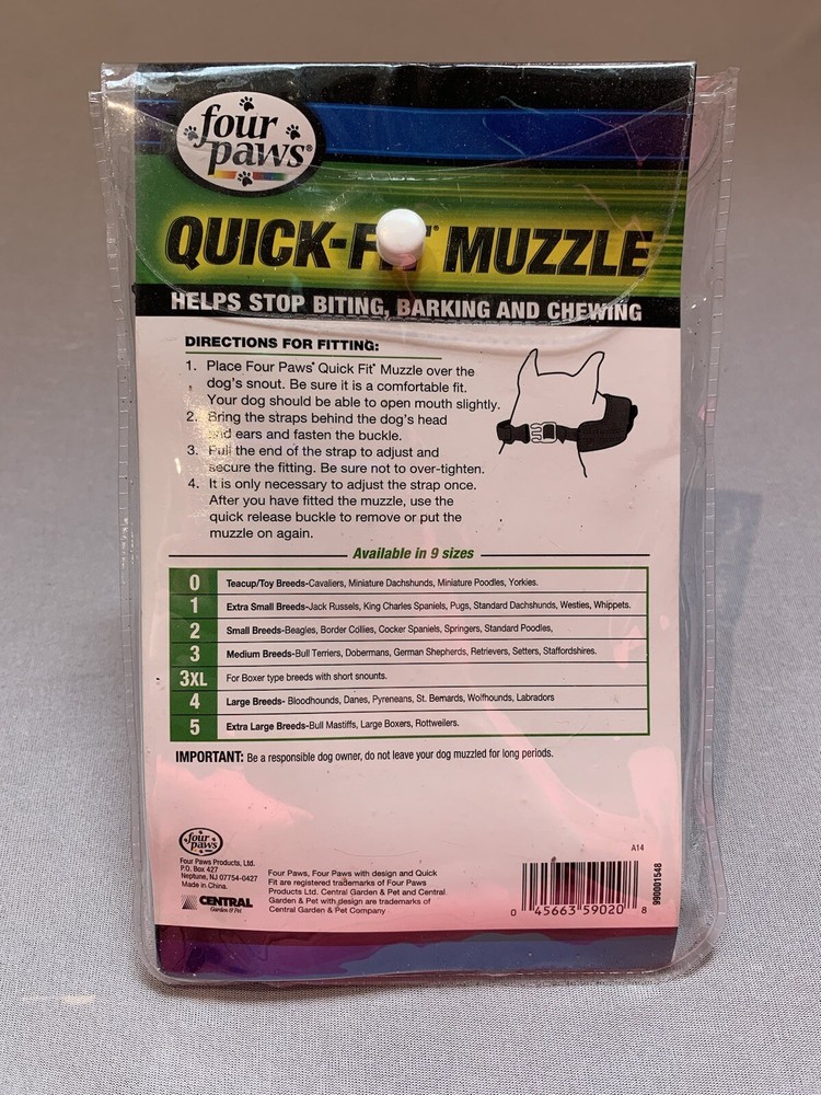 Four Paws Quick-Fit Muzzle - Small - Black