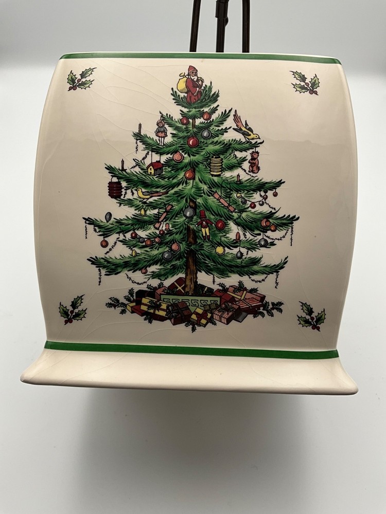 Spode Christmas Tree Tissue Box Cover "AS IS" NEW with Spode Sticker