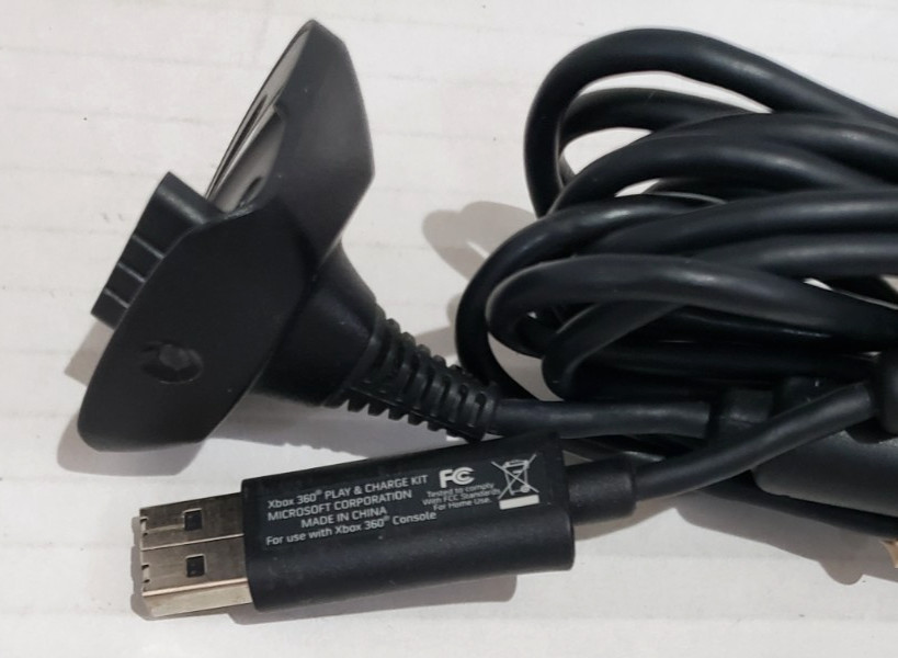 Microsoft Xbox 360 OEM Play & Charge Controller USB Charging Cable Black, TESTED