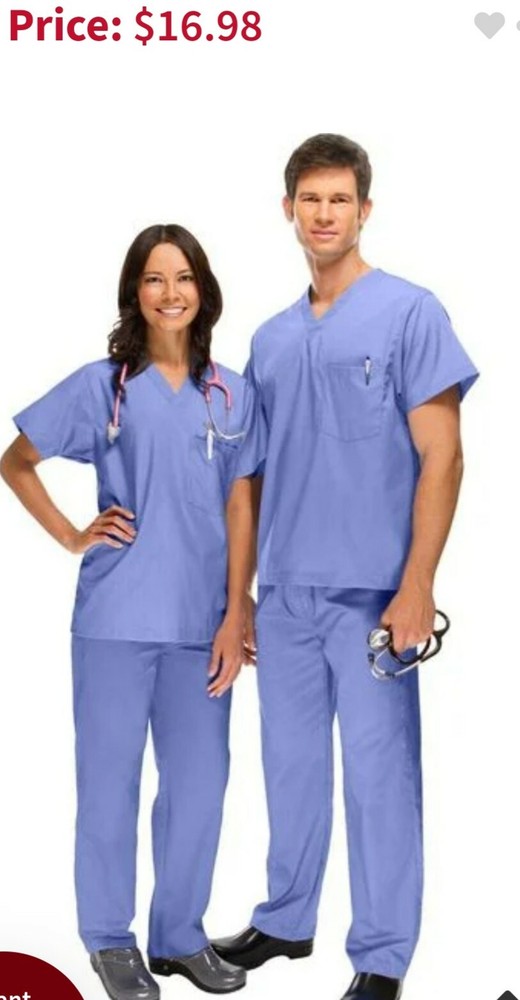 Allstar Scrub Uniforms~Unisex~Solid~ V-Neck~5 SETS~PEWTER & CEIL~Size SMALL*NEW*