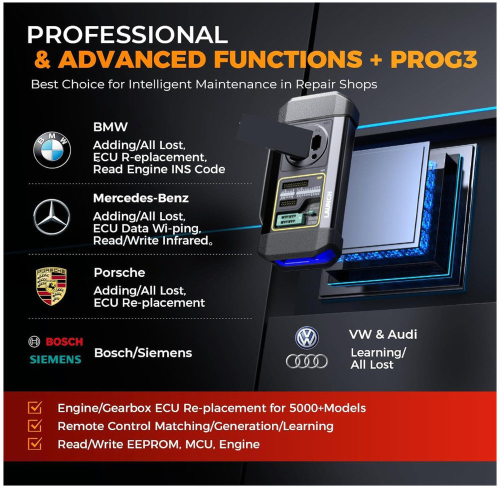 Launch X431 1MM0 Plus with PROG3 Tool, All-System Diagnostics, ECU Coding Tool