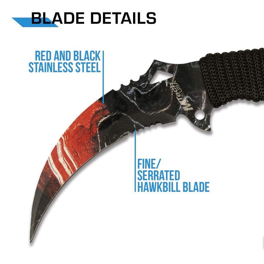New Mtech Karambit Fixed Blade Red Fixed Blade Knife MT-20-76GLX
