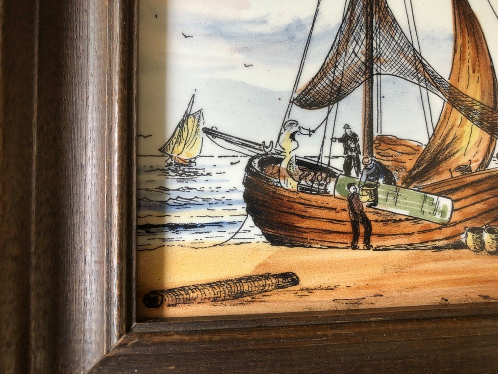 DELFT FRAMED POLYCHROME TILE . Signed and marked