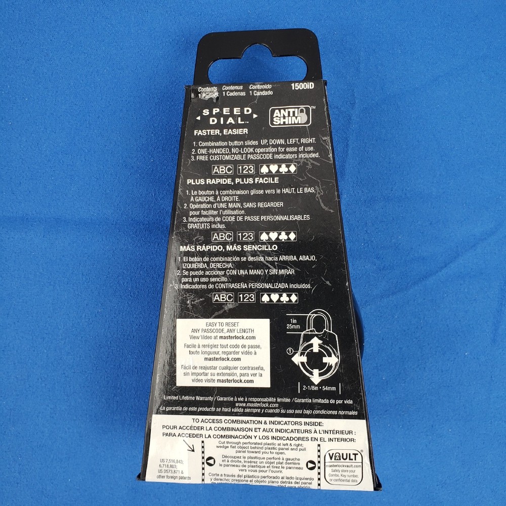 Master Lock Speed Dial Resettable Combination 1500iD Directional Movement BLACK