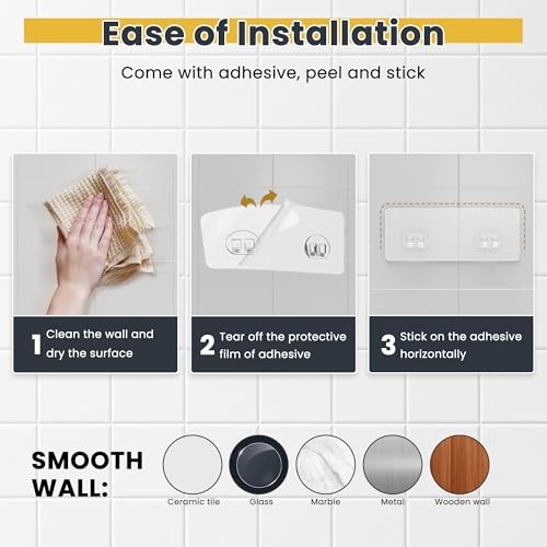 3-Pack Shower Caddy with Soap Holder, Adhesive Rustproof No Black - Large