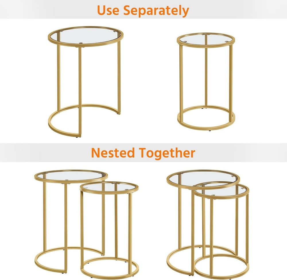 NEW Yaheetech Round Nesting Side Table Stacking Coffee Table, Set of 2 Circula