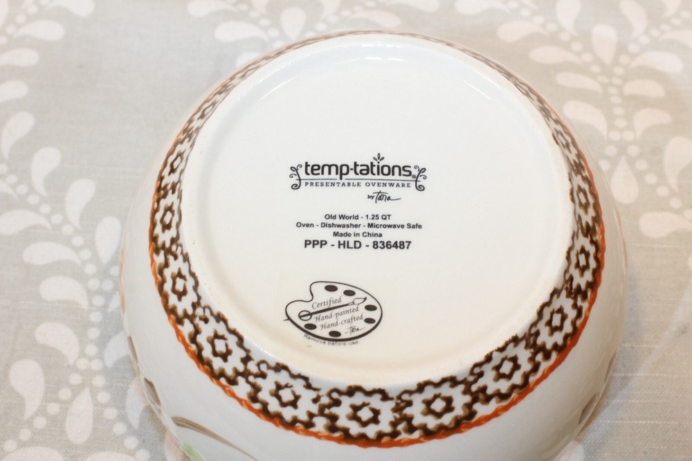 5 PC Temptations Old World Stacking Nesting Mixing Bowl Set - Fall/Autumn Acorns