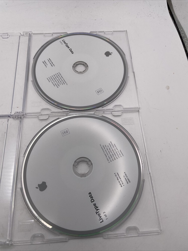 Set Vintage 2003 Apple Mac OS X LiveType Data Discs CDs Version 1.1