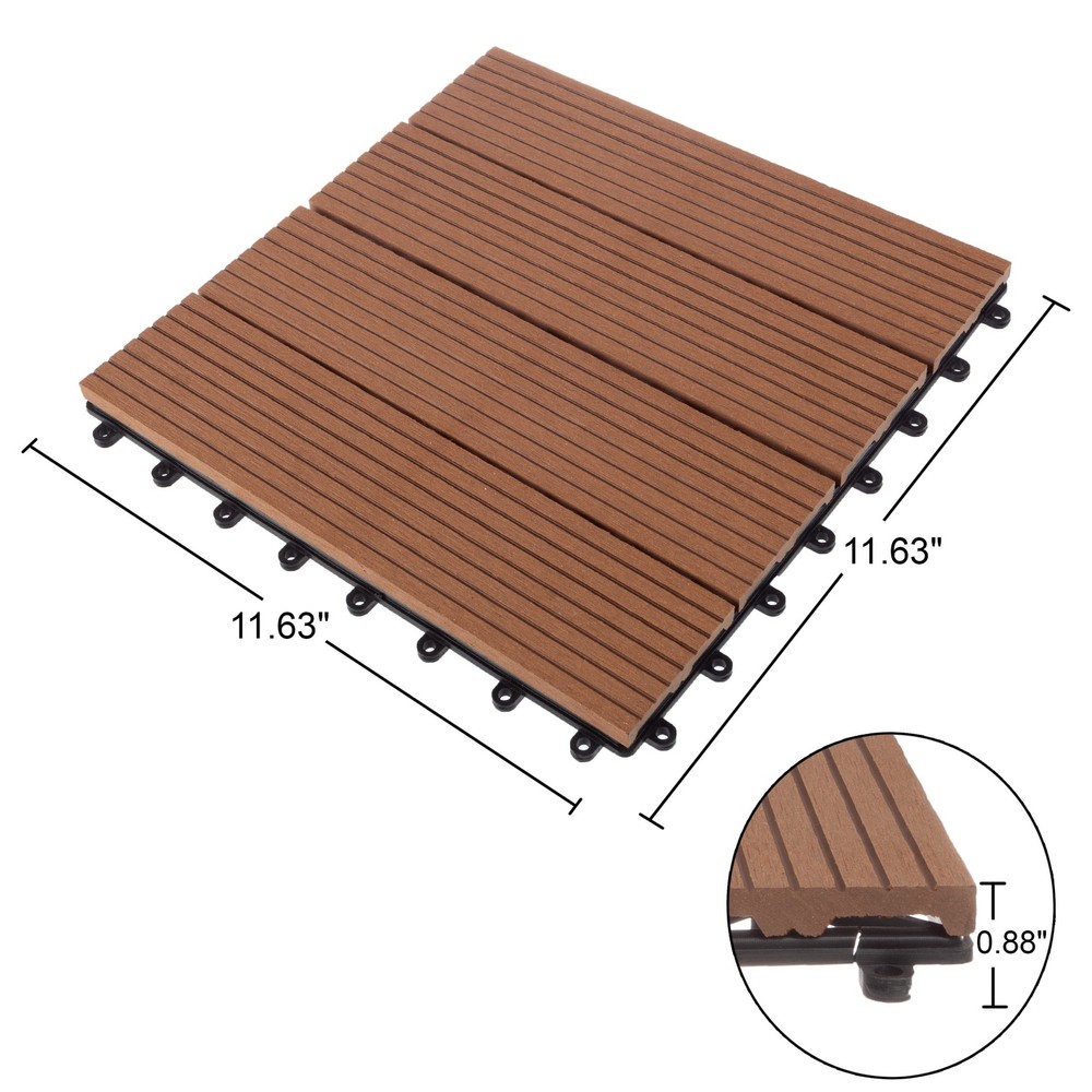 6-Pack Composite Outdoor Tiles, Brown