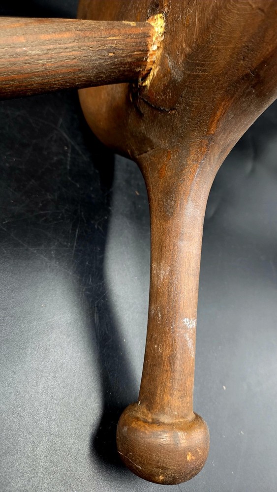 Primitive Milking Stool 3 Leg Dowled Handtooled Hardwood