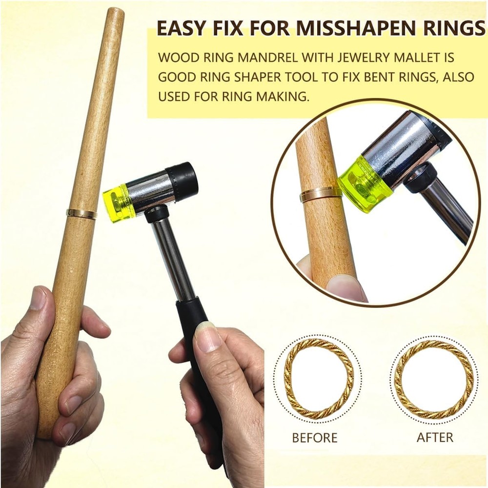 Ring Sizer Measuring Tool Ring Mandrel Sizing Kit Ring Shaper to Fix Bent Rin...