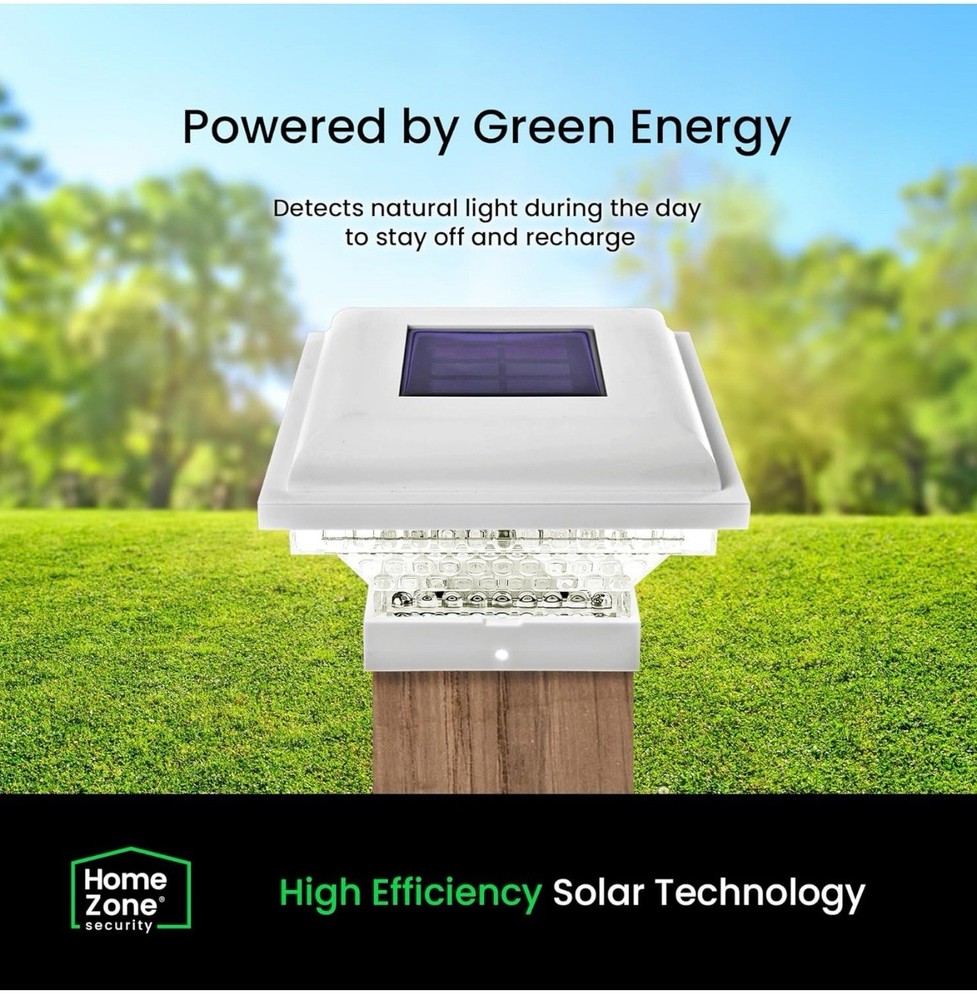 Home Zone Security Decorative Outdoor Solar Post Lights White 2 Set