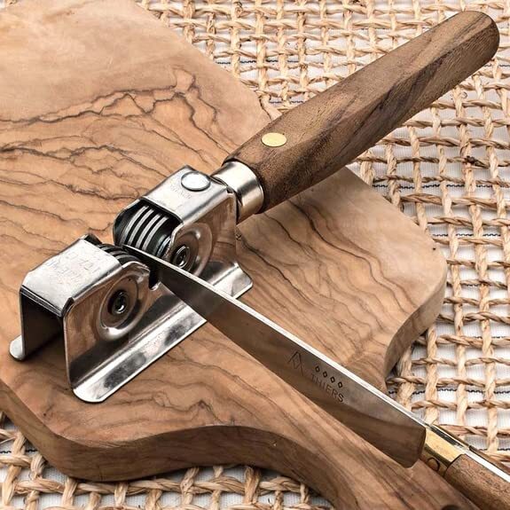 Handheld Manual Knife Sharpener | Rotating Steel Wheel Sharpening Discs | Per...