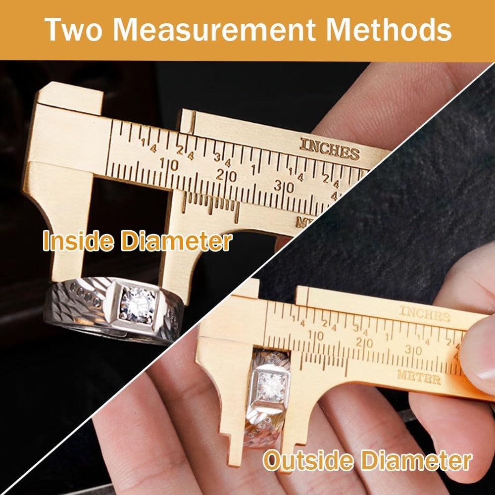 Brass Pocket Caliper with Double Scale Sliding Gauge Bead Measuring Tool Mill...