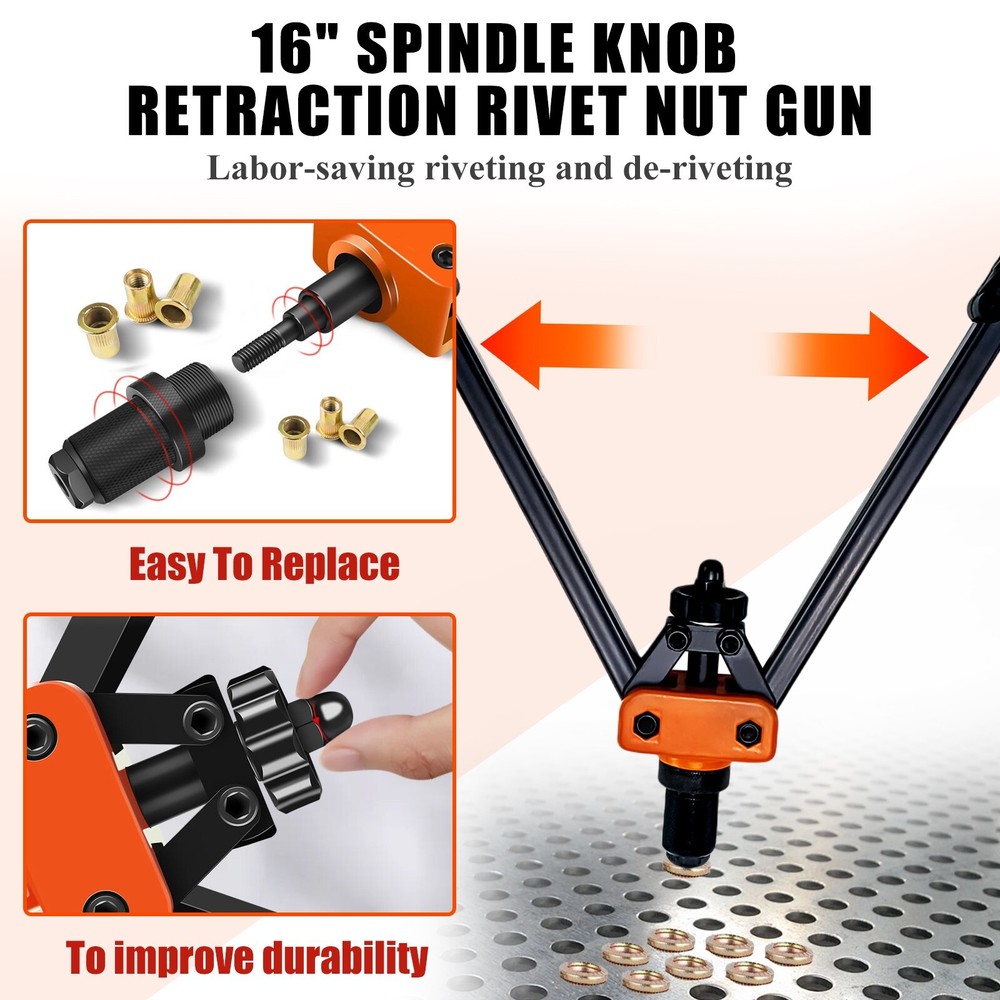 Rivet Nut Gun Kit Rivnut Tool Nut Setter Thread Setting Nutsert Tool SAE&Metric