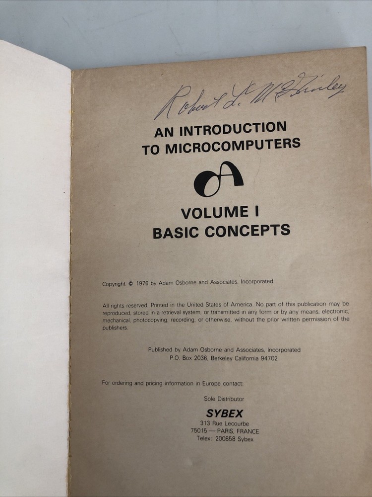 1976 An Introduction To Microcomputers - Adam Osborne Volume 1 Basic Concepts