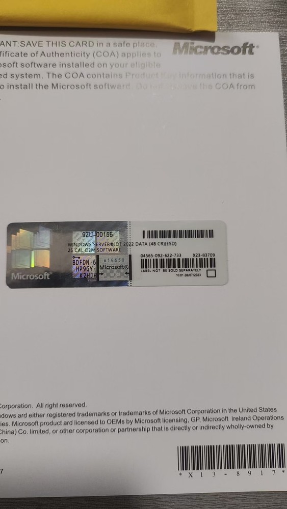 Microsoft Windows Server 2022 Datacenter 48 CORE License Key 25 CALs Retail NEW