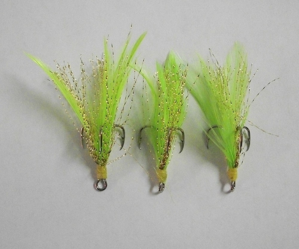 3 Dressed Feather Flash Treble Hooks  * Hook size #2 *