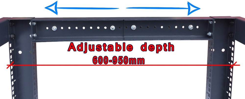 22U 4 Post Open Frame 19" Network Server Rack on Caters Adjustable Depth 24"-37"