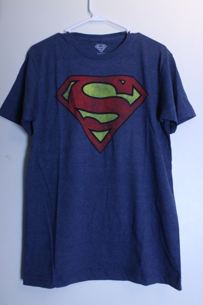 Superman Short Sleeve Tee Shirt Navy Blue Heather Shield Authentic DC Comics