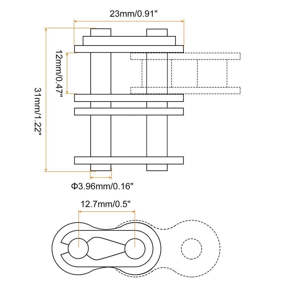 8Pack #40-2 Double Roller Chain Connecting Links 12.7mm Pitch Chain Master Links