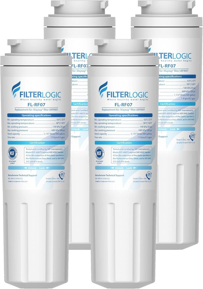 Filterlogic Refrigerator Water Filter Replacement for Filter 4, (Pack of 4)