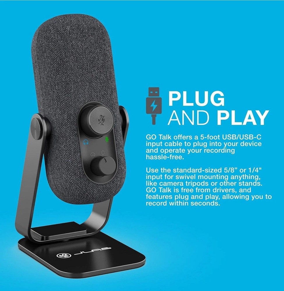 NIB - JLab Go Talk USB Desktop Microphone - 2 Directional Pattern Modes