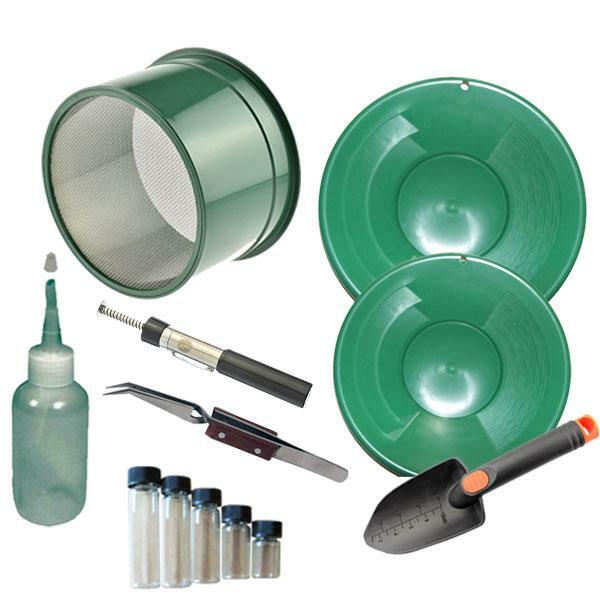 Green Mini Gold Classifier Screen & Gold Pan Panning Kit 12" & 10" Pans, Pack