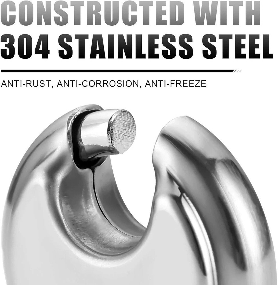 round Combination Lock, Uncuttable Combination Disc Padlock, 3/8 Inch ...