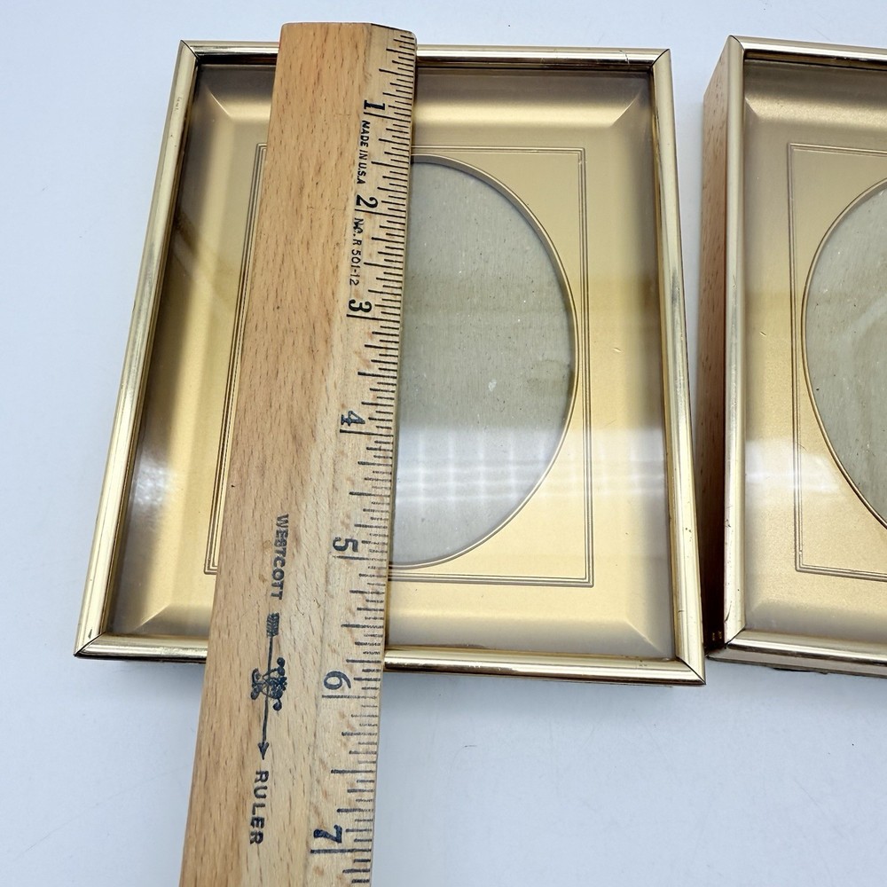 Vintage Small Gold Oval Deep Table Frame Set 2