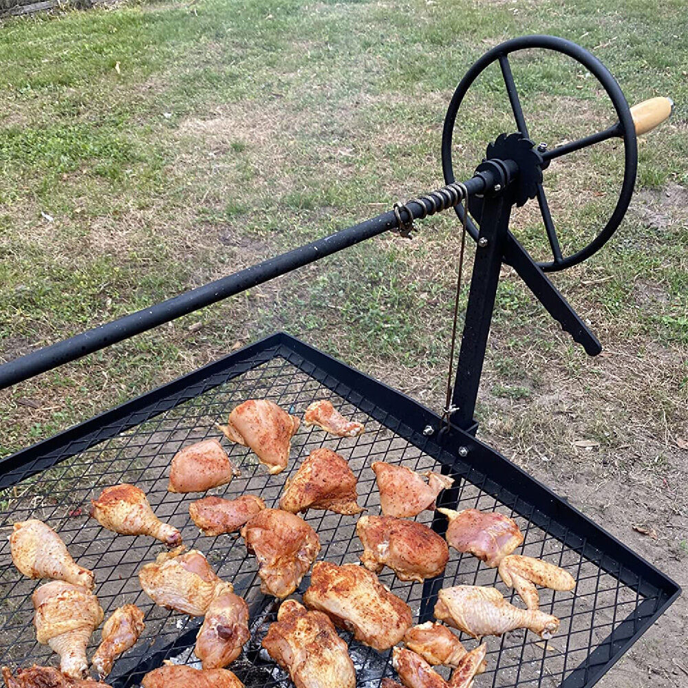 Ash & Ember Adjustable Campfire Asado Grate and Griddle, Open Flame Adjustable