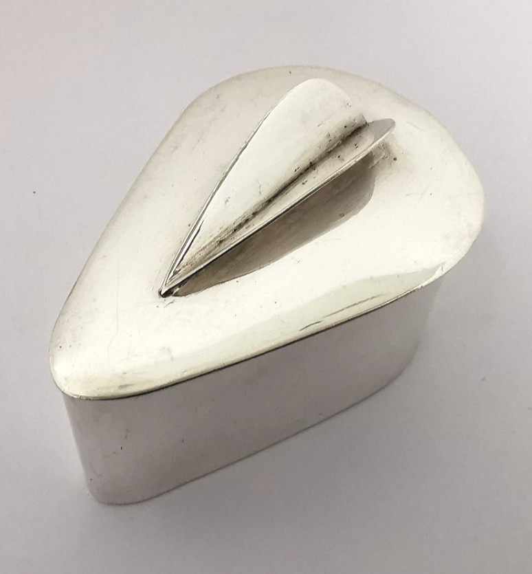 Unusual Modernist Solid Silver Box - London 1980