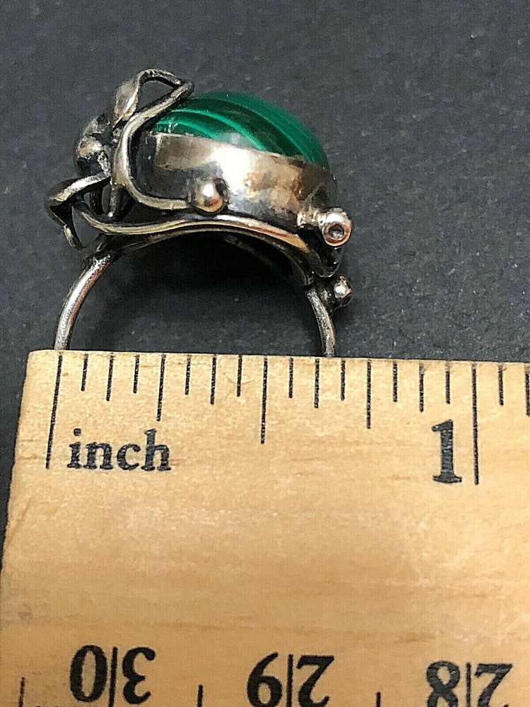 Malachite Sterling Silver Ring 6.5 (Artisan made)
